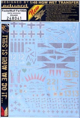 HGW 248041 Decals Focke Wulf Fw190A early (EDU) 1/48