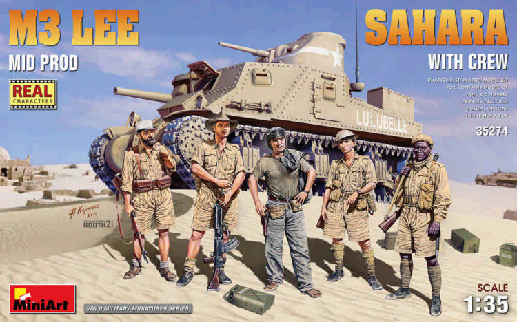 Miniart 35274 M3 LEE Mid. Production SAHARA w/crew (5 fig.) 1/35