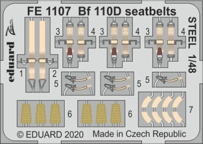 Eduard FE1107 1/48 Bf 110D seatbelts STEEL (DRAG)