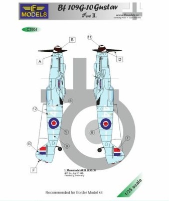 Lf Model C3504 Decals Bf 109G-10 Gustav part II. (BORDER) 1/35
