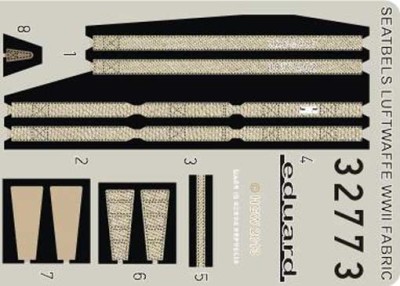 Eduard 32773 1/32 Фототравление привязные ремни Seatbelts Luftwaffe WWII Fighter FABRIC