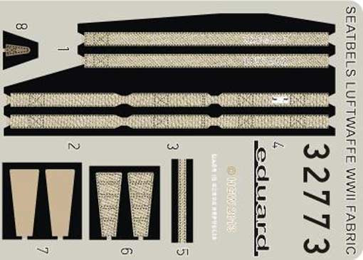 Eduard 32773 1/32 Фототравление привязные ремни Seatbelts Luftwaffe WWII Fighter FABRIC