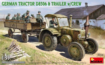 Miniart 35314 German Tractor D8506 &amp; trailer w/ crew 1/35