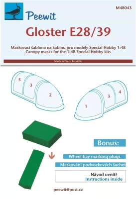 Peewit M48043 Canopy mask Gloster E28/39 (SP.HOBBY) 1/48