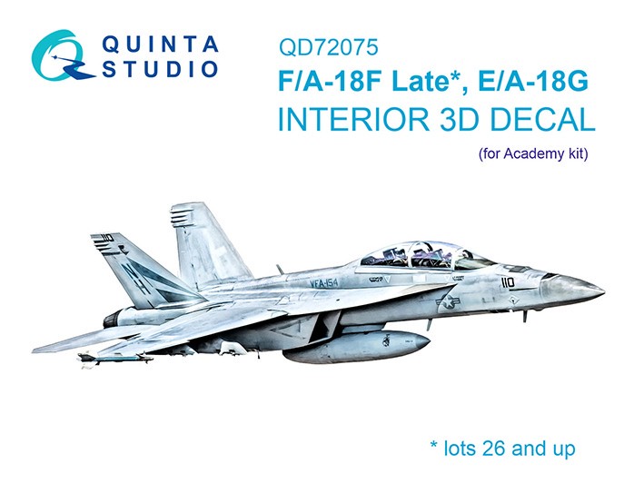 Quinta Studio QD72075 F/A-18F Late, E/A-18G (Academy) 3D Декаль интерьера кабины 1/72