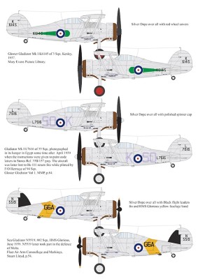 Aims AIMS32D019 Gloster Gladiator Mk.I K6145 of 3 Sqn, Kenley, 1937. Gladiator Mk.I L7616 of 33 Sqn Sea Gladiator N5519, 802 Sqn, H.M.S. Glorious, June 1939 1/32 Aims AIMS32D019 Gloster Gladiator Mk.I K6145 of 3 Sqn, Kenley, 1937. Gladiator Mk.I L7616 of 33 Sqn Sea Gladiator N5519, 802 Sqn, H.M.S. Glorious, June 1939 1/32