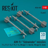 Reskit 48480 AIM-9J 'Sidewinder' missiles (4 pcs.) 1/48