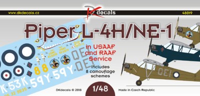 Dk Decals 48019 Piper L-4H/NE-1 USAAF/RAAF Service (8x camo) 1/48