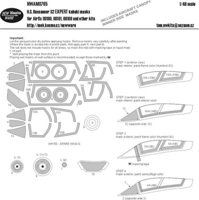 New Ware NWA-M0765 1/48 Mask H.S.Buccaneer S2 EXPERT (AIRFIX)