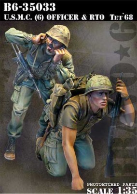 Bravo6 35033 USMC (6) Officer &amp; RTO Tet`68 1/35