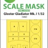 Art Scale 200-M32052 Gloster Gladiator Mk.I wheels and canopy frame paint masks (outside only) 1/32