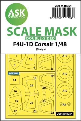 Art Scale 200-M48054 Vought F4U-1D Corsair wheels and canopy frame paint masks (inside and outside) 1/48