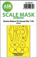 Art Scale 200-M48268 Gloster Meteor F.8, Korean war, canopy frame paint mask (outside only) 1/48