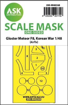 Art Scale 200-M48268 Gloster Meteor F.8, Korean war, canopy frame paint mask (outside only) 1/48