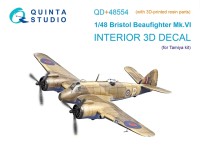 Quinta Studio QD+48554 Bristol Beaufighter Mk.VI (Tamiya) (с 3D-печатными деталями) 3D Декаль интерьера кабины 1/48