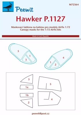 Peewit M72364 Canopy mask Hawker P.1127 (AIRF) 1/72
