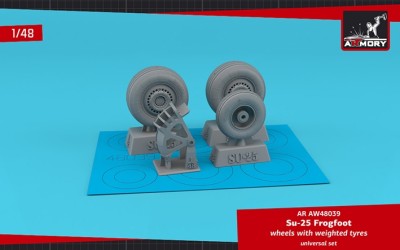Armory ARAW48039 Sukhoi Su-25 Frogfoot wheels with weighted tires &amp; mudguard 1/48
