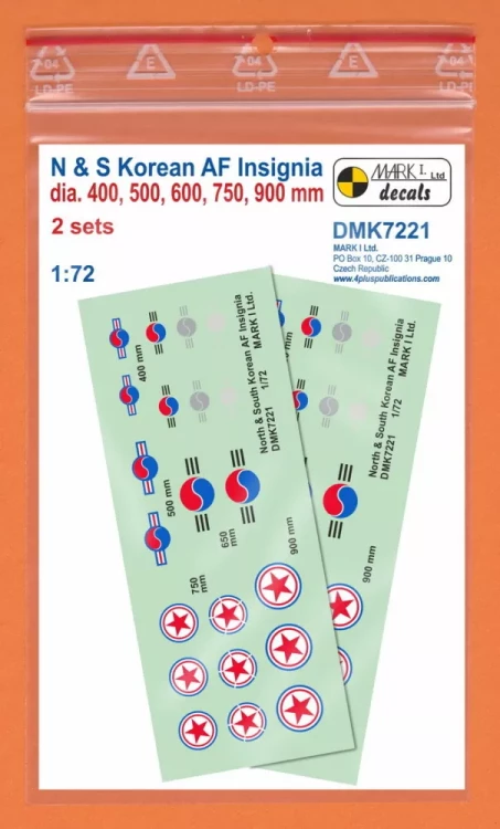 4+ Publications DMK7221 Decals North & South Korean AF Insignia 1/72