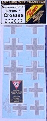 HGW 232037 Decals Messerschmitt Bf 110 C-7 Crosses 1/32