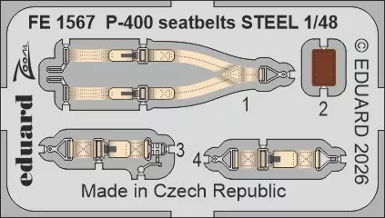 Eduard FE1567 P-400 seatbelts STEEL (ARMA H.) 1/48