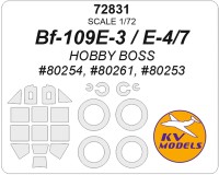 KV Models 72831 Bf-109E-4/7 / Bf109E-3 (HOBBY BOSS #80254, #80261, #80253) + маски на диски и колеса GE 1/72