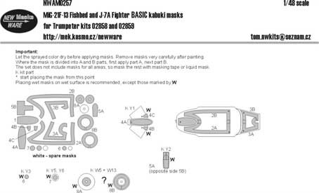 New Ware NWA-M0257 1/48 Mask MiG-21F-13 & J-7A Fighter BASIC (TRUMP)