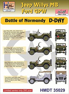 Hm Decals HMDT35029 1/35 Decals J.Willys MB/Ford GPW Normandy D-Day