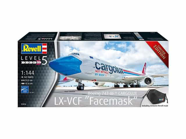 Revell 03836 Boeing 747-8F CARGOLUX LX-VCF "Facemask" 1/144