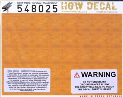 HGW 548025 Light Wood/Natural (transparent) декаль 1/48