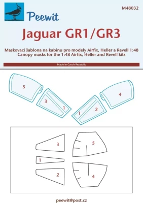 Peewit M48032 Canopy mask Jaguar GR1/GR3 (AIRF/HELL/REV) 1/48