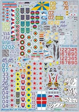 Begemot Decals 72-032 МиГ-29 &quot;Fulcrum Family I&quot; 1/72