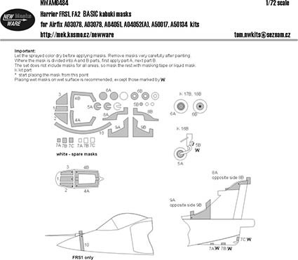 New Ware NWA-M0484 1/72 Mask Harrier FRS1/FA2 BASIC (AIRFIX)