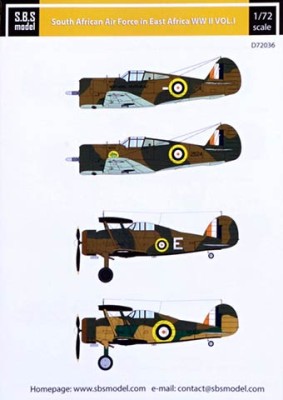 Sbs Model D72036 Декаль South African AF in East Africa vol. I 1/72