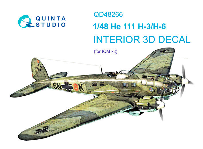 Quinta studio QD48266 He 111H-3/H-6 (ICM) 3D Декаль интерьера кабины 1/48