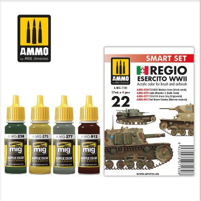 Ammo Mig 7180 Набор акриловых красок Королевская армия Италии 2-я МВ
