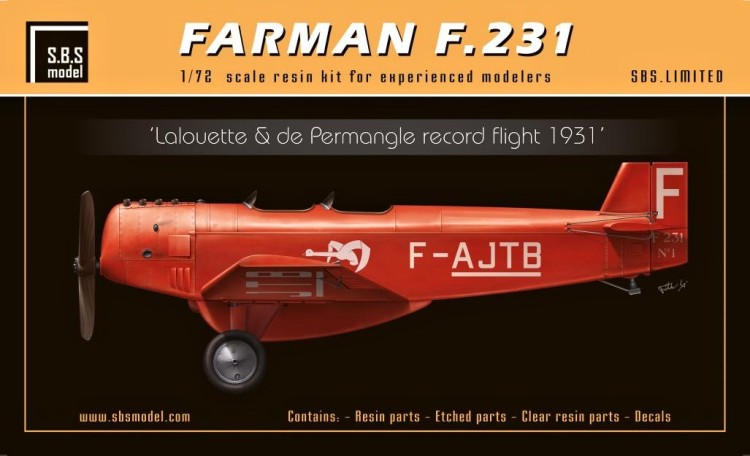 Sbs Model M703X Farman F.231 Record flight 1931 (Limited Ed.) 1/72
