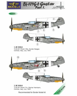 Lf Model C3505 Decals Bf-109G-6 Gustav part I. (BORDER) 1/35