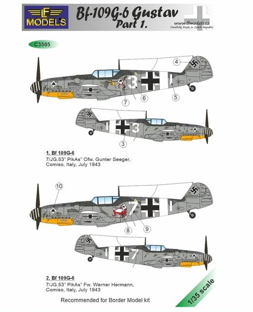 Lf Model C3505 Decals Bf-109G-6 Gustav part I. (BORDER) 1/35