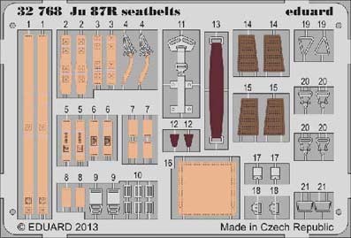 Eduard 32768 1/32 Фототравление привязные ремни Ju 87R seatbelts