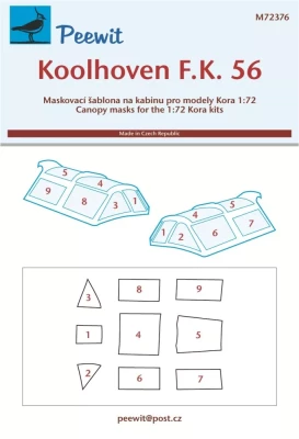 Peewit M72376 Canopy mask Koolhoven F.K.56 (KORA) 1/72