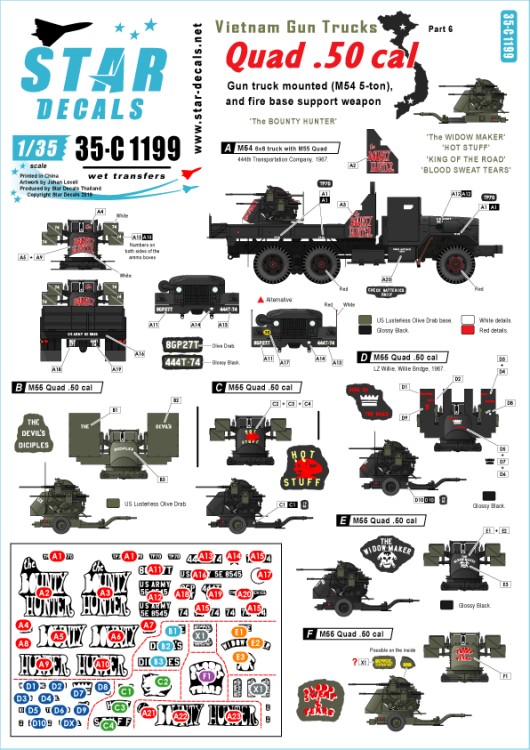 Star Decals 35-C1199 Vietnam Gun Trucks # 6 Quad .50 cal on gun truck (M54 5-ton) and Quads as fire base support weapon 1/35