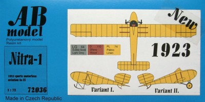 AB MODEL ABMOD72036 1/72 Nitra-1. (1923 sports motorless aviat. in CS)