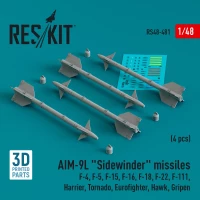 Reskit 48481 AIM-9L 'Sidewinder' missiles (4 pcs.) 1/48