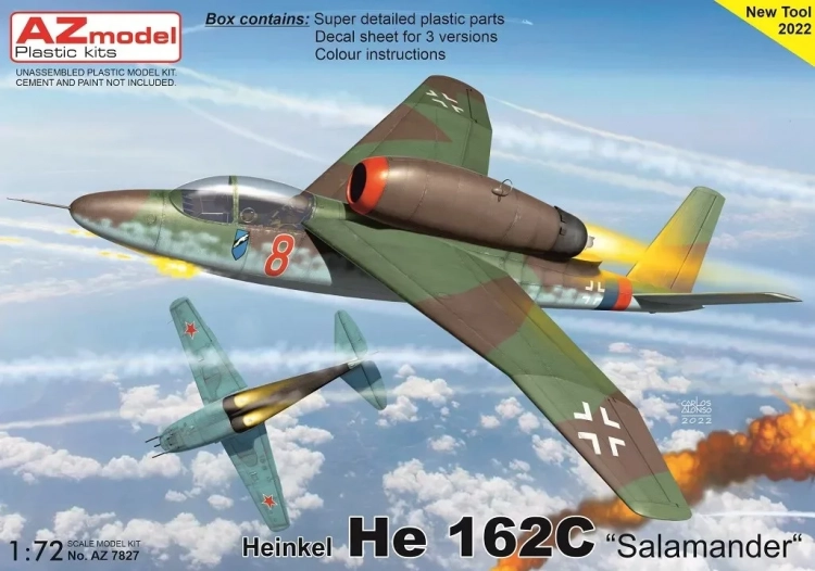 Az Model 78027 Heinkel He 162C Salamander (3x camo) 1/72