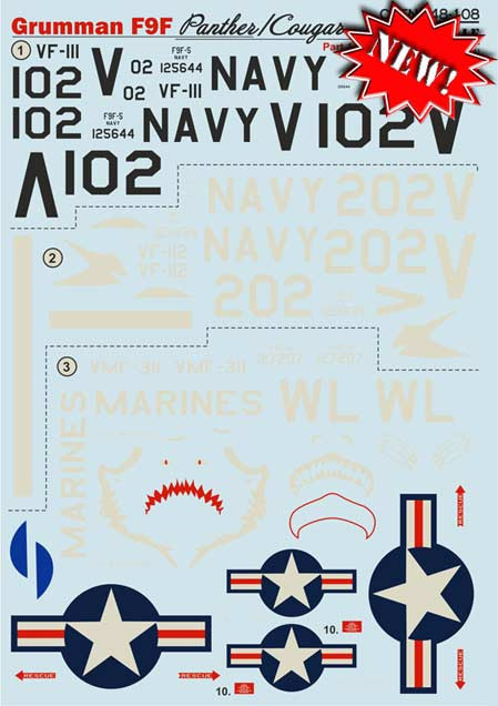 Print scale 48-108 Grumman F9F Panther/Cougar Pt.1 (wet decals) 1/48