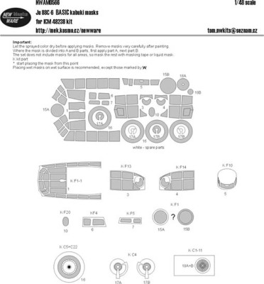 New Ware NWA-M0566 1/48 Mask Ju-88C-6 BASIC (ICM 48238)
