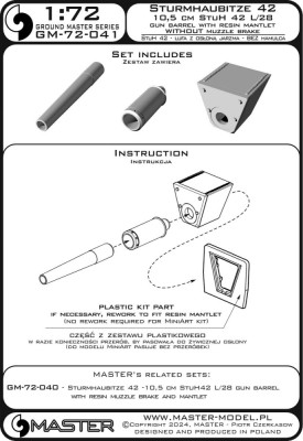 Master (Pl) G72041 Sturmhaubitze 42 10,5 cm StuH 42 L/28 barrel 1/72