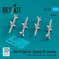 Reskit 72457 AIM-7F High Vis 'Sparrow III' missiles (4x) 1/72