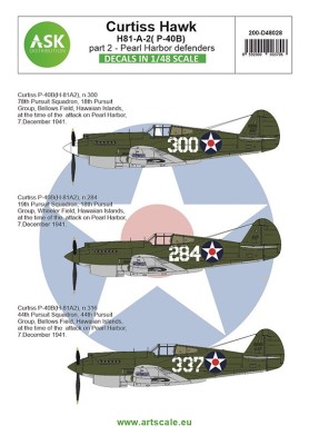 Art Scale 200-D48028 Curtiss Hawk 81-A-2 (P-40B) part 2 - Pearl Harbor defenders 1/48