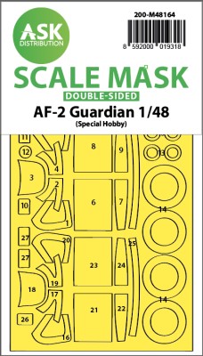 Art Scale 200-M48164 Grumman AF-2 Guardian wheels and canopy frame paint mask (inside and outside) 1/48